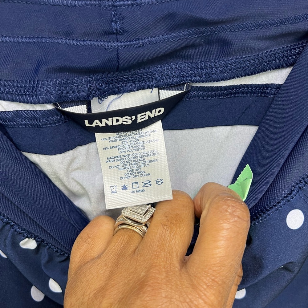 Lands' End Navy Polka Dot Swimwear